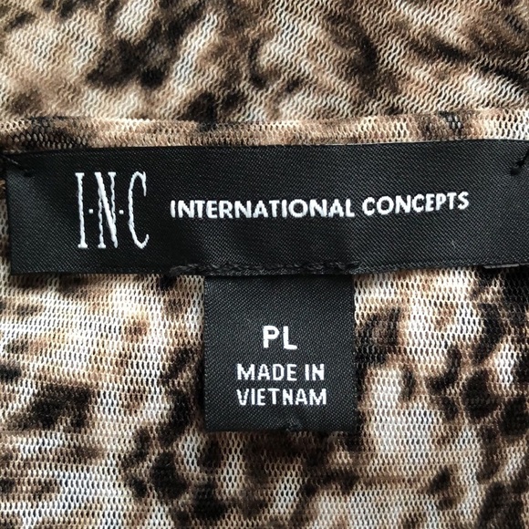 INC Snakeskin Animal Print Mesh Blouse. 3/4 sleeve  stretchy pullover​ top 12P - Picture 6 of 9